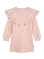 Little Girl's & Eyelet Ruffle-Trim Sweatshirt Dress