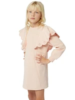 Little Girl's & Eyelet Ruffle-Trim Sweatshirt Dress