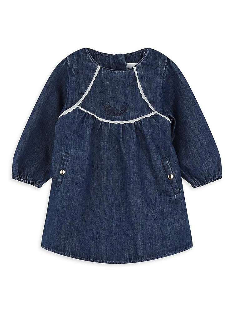 Baby Girl's & Little 2-Piece Denim Dress Tights Set