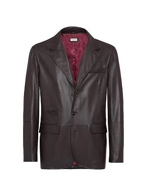 Polished Calfskin Blazer Style Outerwear Jacket