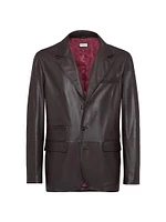 Polished Calfskin Blazer Style Outerwear Jacket