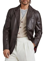 Polished Calfskin Blazer Style Outerwear Jacket