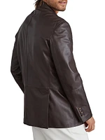 Polished Calfskin Blazer Style Outerwear Jacket