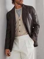 Polished Calfskin Blazer Style Outerwear Jacket