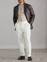 Polished Calfskin Blazer Style Outerwear Jacket