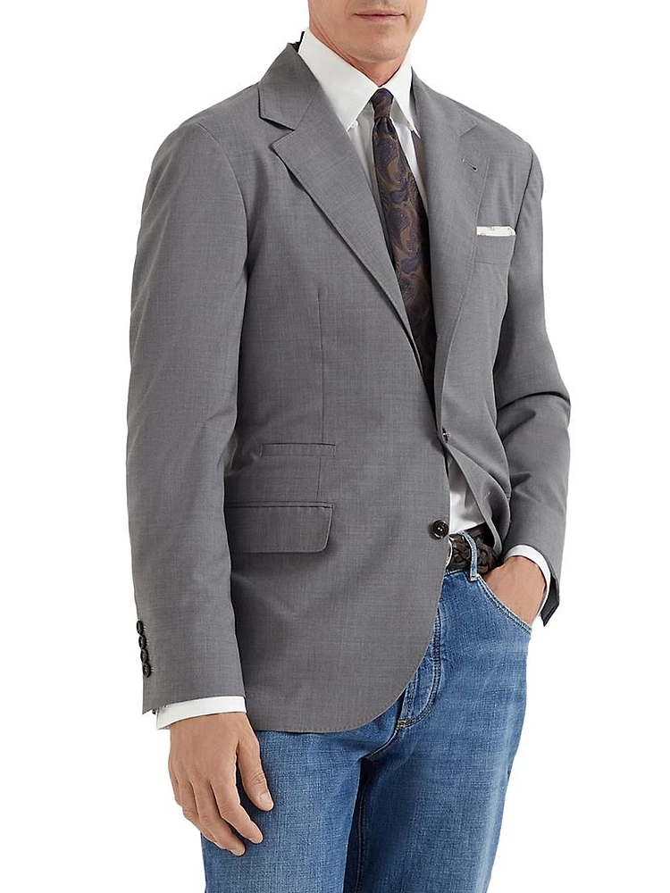 Super 150s Lightweight Wool and Silk Deconstructed Blazer