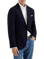 Cashmere and Silk Hopsack Deconstructed Blazer