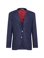 Comfort Wool, Silk and Linen Prince of Wales Deconstructed Blazer