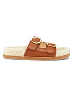 Yuki Shearling-Trimmed Leather Sandals