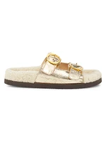 Yuki Shearling-Trimmed Leather Sandals