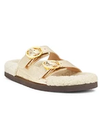 Yuki Shearling-Trimmed Leather Sandals