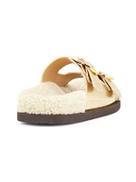 Yuki Shearling-Trimmed Leather Sandals