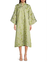 Satin & Floral-Lace Midi Caftan