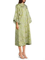 Satin & Floral-Lace Midi Caftan