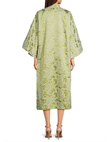 Satin & Floral-Lace Midi Caftan