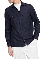 Virgin Wool Flannel Overshirt with Chest Pockets