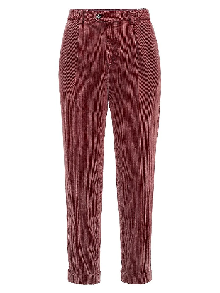 Garment Dyed Leisure Fit Trousers Cotton Corduroy