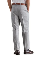 Comfort Wool, Silk and Linen Chevron Leisure Fit Trousers