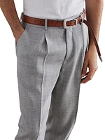 Comfort Wool, Silk and Linen Chevron Leisure Fit Trousers