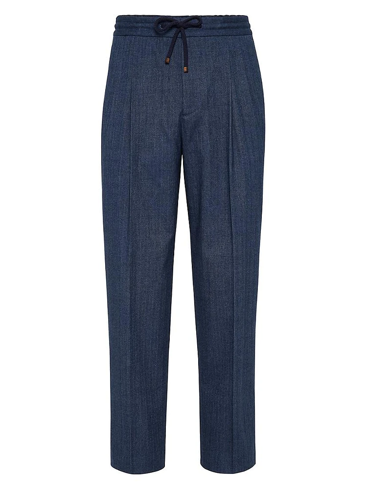 Cotton Chevron Flannel Leisure Fit Trousers