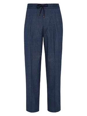 Cotton Chevron Flannel Leisure Fit Trousers