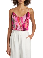 Jane Spaghetti-Strap Silk Top