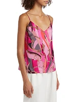 Jane Spaghetti-Strap Silk Top