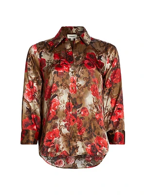 Dani Three-Quarter-Sleeve Silk Blouse