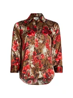 Dani Three-Quarter-Sleeve Silk Blouse