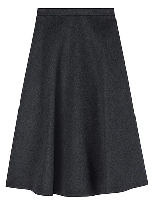 Stretch Wool A-Line Maxi Skirt
