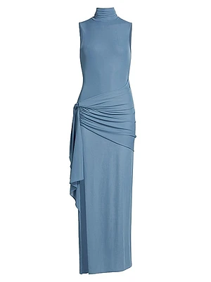 Crystal Jersey Draped Maxi Dress
