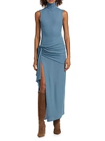 Crystal Jersey Draped Maxi Dress