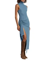 Crystal Jersey Draped Maxi Dress