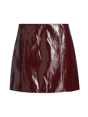 Knox Faux Patent Leather A-line Miniskirt