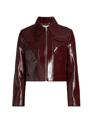 Linde Faux Patent Leather Zip-Front Jacket