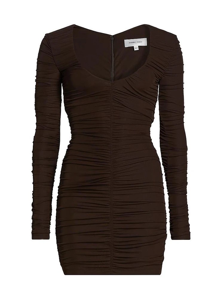 Julisa Ruched Long-Sleeve Minidress