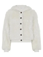 Cashmere Hooded Cardigan with Shearling Inserts