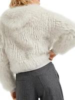 Cashmere Hooded Cardigan with Shearling Inserts