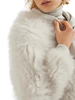 Cashmere Hooded Cardigan with Shearling Inserts