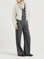 Cashmere Hooded Cardigan with Shearling Inserts