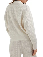 Cashmere Cable Knit Polo Sweater