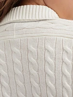 Cashmere Cable Knit Polo Sweater