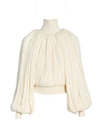Fringes Wool Turtleneck Blouse
