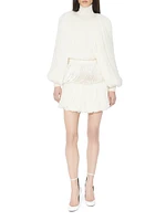 Fringes Wool Turtleneck Blouse