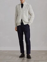 Flecked Soft Cashmere Cable Knit Cardigan with Zipper