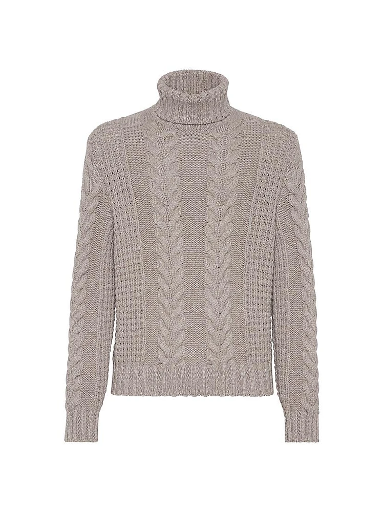 Cable Knit Turtleneck Sweater Cashmere