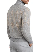 Geometric Jacquard Turtleneck Sweater