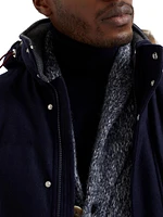 Bonded Wool Flannel Down Coat with Detachable Hood