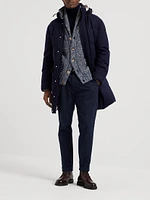 Bonded Wool Flannel Down Coat with Detachable Hood