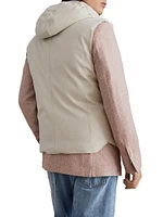 Bonded Wool Flannel Down Vest with Detachable Hood